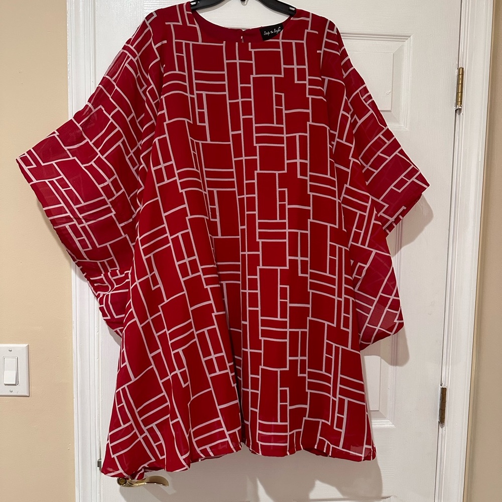 Classy Red and White blouse
